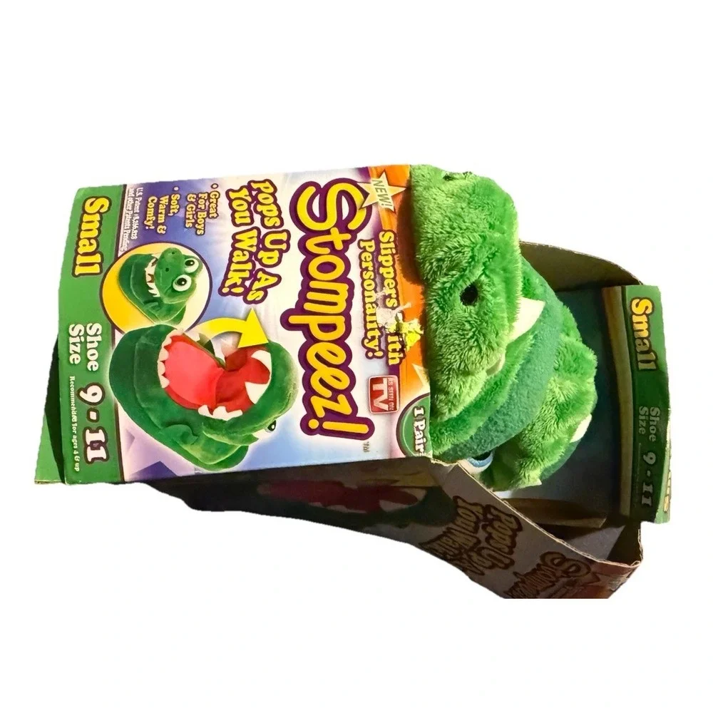 Stompeez! Dragon Small 9 - 11 As Seen on TV Boys Girls Slippers Green New